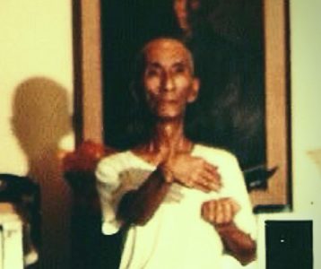 A Wing Chun practitioner demonstrating Fook Sao, the bridge-on hand