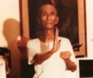 A Wing Chun practitioner demonstrating Wu Sao, the guarding hand
